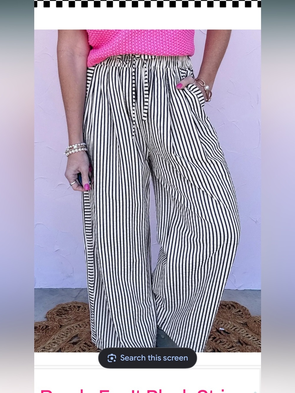 Striped Black & White Wide-Leg Umgee pants
